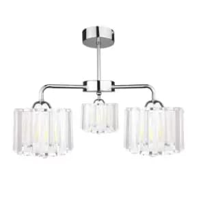 Deco Multi Arm Semi Flush Ceiling Light Silver, 40cm, 3x E27