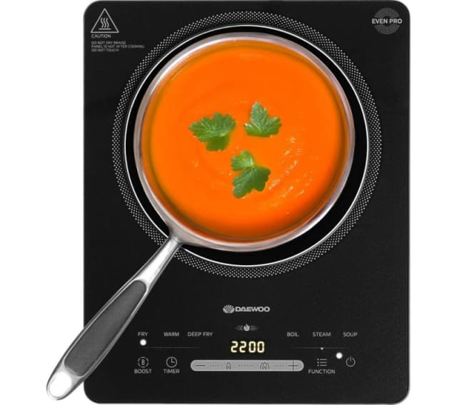 Daewoo Daewoo 2200W Single Induction Hob Free Standing Compact Counter Top Hot Plate in Black One Size Unisex 5024996983753
