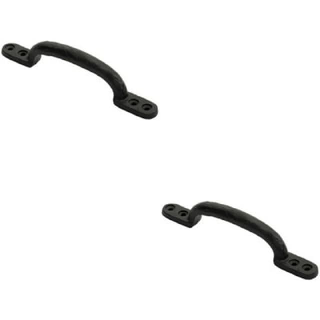 Loops 2x Forged Iron Hotbed Pull Handle 152 x 18mm Black Antique Door Handle Black unisex