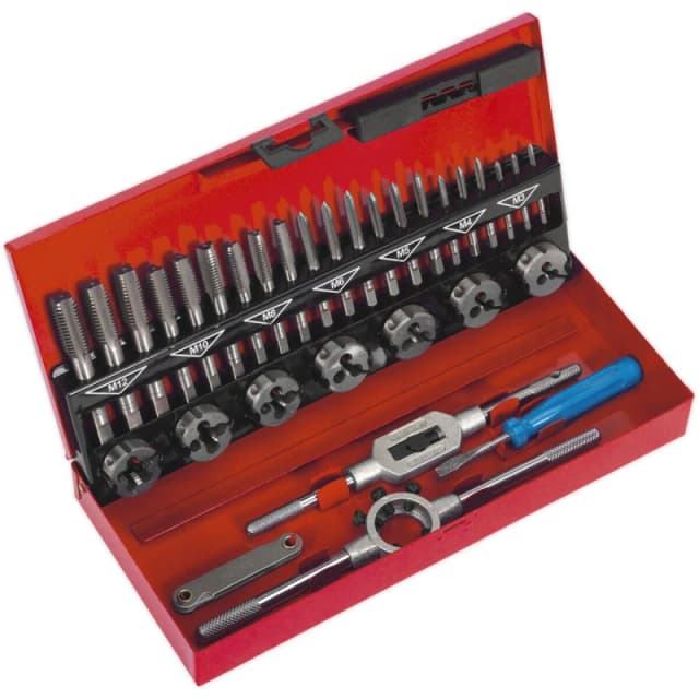 Loops 32pc Metric Tap & Split Die Set - M3 to M12 - Manual Bar & Socket Threading Tool Multi