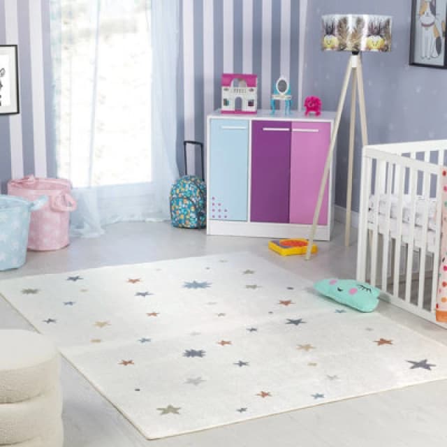 Livabliss Kids Machine Washable Multicolour/beige Bedroom Stella Area Rug 160 X 213cm - Easy Care, Soft & Safe Rug For Kids Spaces