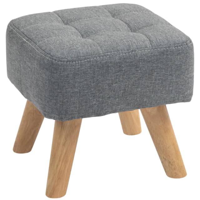 HOMCOM HOMCOM Footstool with Wood Legs, Fabric Foot Stool for Living Room, Bedroom in Grey Grey One Size Unisex 5061025085071