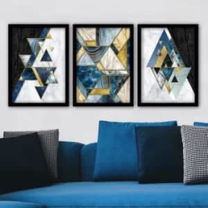 3SC36 Multicolor Decorative Framed Painting (3 Pieces)