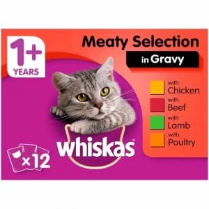 Whiskas 1+ Adult Meaty Meals in Gravy Cat Food 12 x 85g
