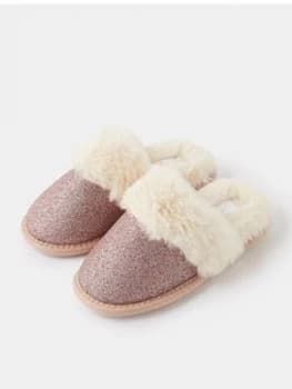 Accessorize Girls Glitter Mule Slippers, Purple, Size 11-12 Younger