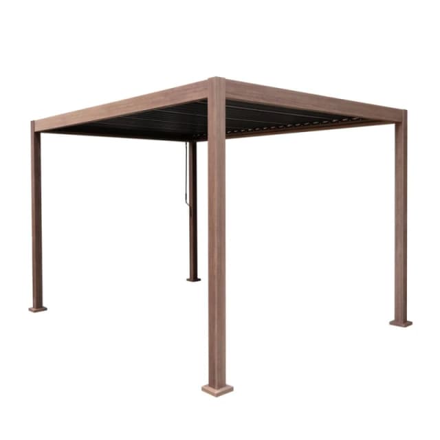 Monstershop Wood Effect Aluminium Pergola 3m x 3m in Brown Brown Unisex