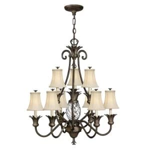 10 Light Multi Arm Chandelier Pearl Bronze Finish, E14