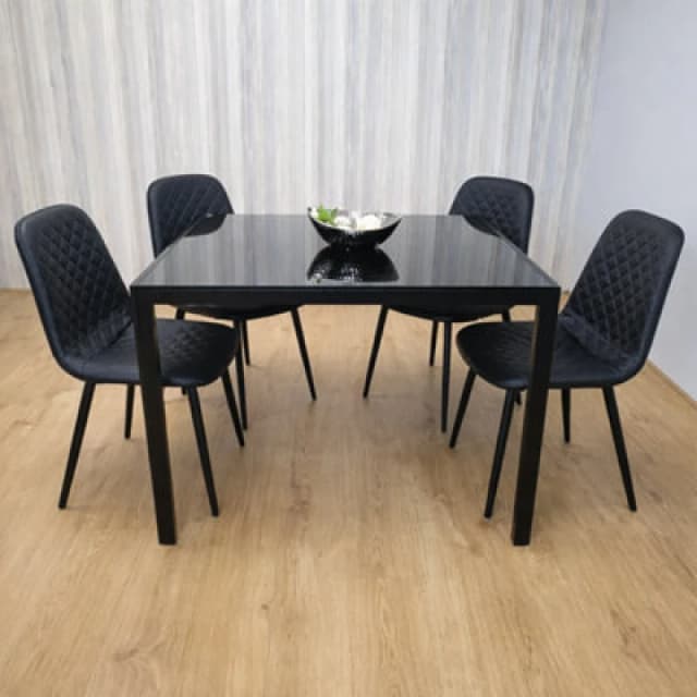 KOSY KOALA Dining Table Set with 4 Chairs Dining Room and Kitchen table set of 4 Black unisex
