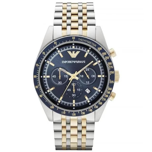 Emporio Armani AR8030 Two Tone Tazio Chronograph Mens Watch