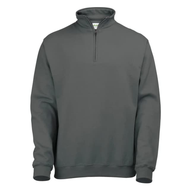 AWDis AWDis Men Sophomore Cotton Zip Neck Sweatshirt in Charcoal Size: Small Charcoal S Male 5063527354266