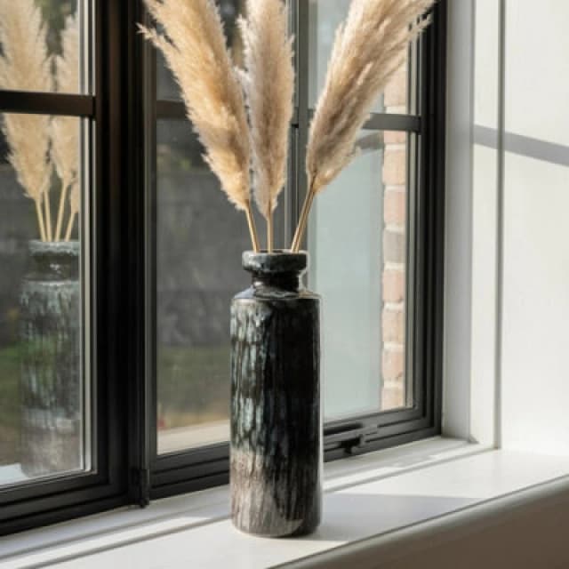 Garden Greatness Obsidian Reactive Glaze Tall Vase