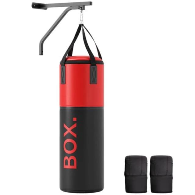 Sportnow Unfilled Punch Bag With Boxing Gloves And Wall Mounted Bracket, Black C