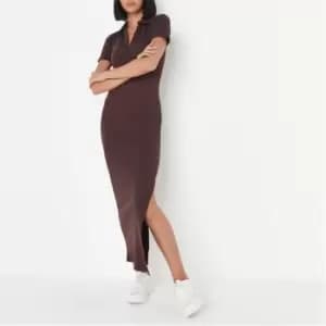Missguided Polo Neck Midi Dress - Brown