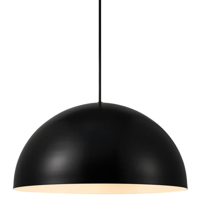 Nordlux Ellen Indoor Pendant Light Black Metal E27 Dome Shade - Mains Powered, IP20 Black Unisex