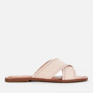 Dune Womens Lindsy Leather Flat Sandals - Blush/Leather - UK 3