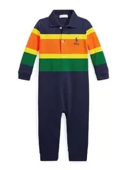Ralph Lauren Baby Boys Colour Block One Piece Coverall - Blue Size 3 Months