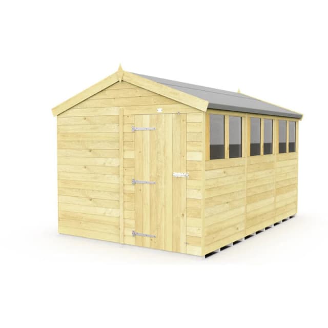 Flat Pack Sheds DIY Sheds 8 x 12 Apex Shed, Brown 8X12AFF