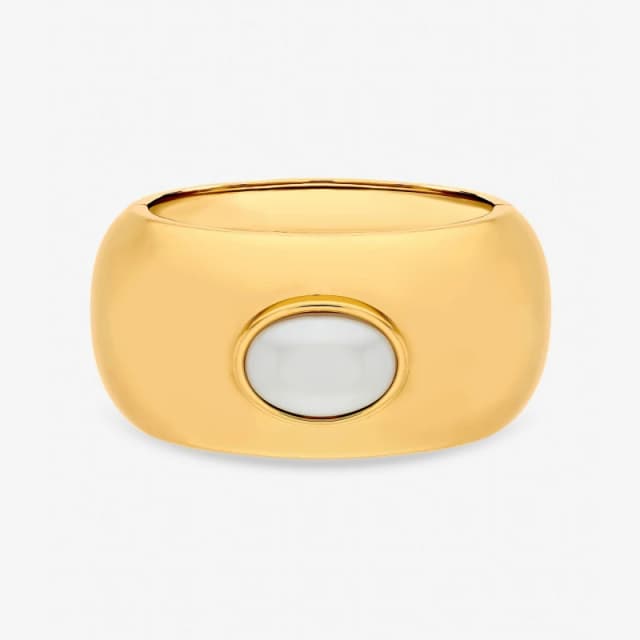 Mood Gold Plated and Pearl Statement Cuff Gold female One Size