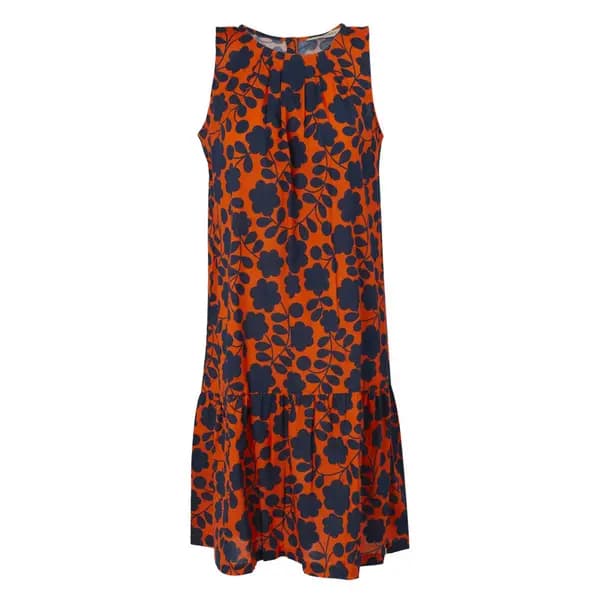 Regatta Womens Orla Cotton Summer Dress 10 - Waist 27' (68cm), Inside Leg 31' Orange Floral RWD048-D5Q-10