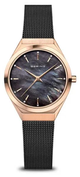 Bering 18729-166 Ultra Slim Black Mother Of Pearl Dial Watch