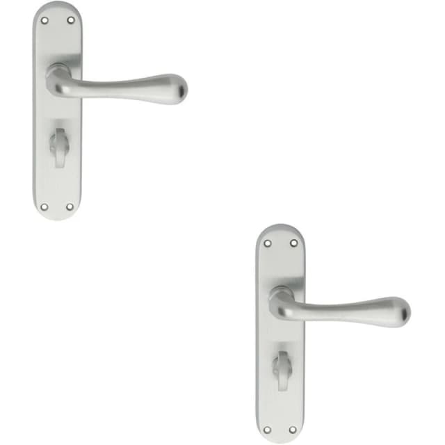 Loops 2x PAIR Smooth Round Bar Handle on Bathroom Backplate 185 x 40mm Satin Chrome Multi