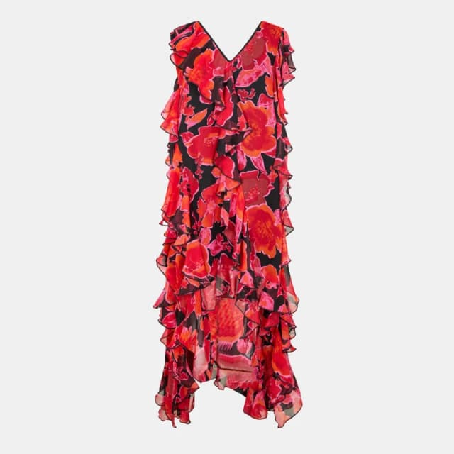 Biba Womens Ruffle Dip Slip Dress Floral print female 8 (XS)