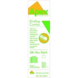 Fellowes Apex Plastic Binding Combs 16mm Black Pack of 100 6202301