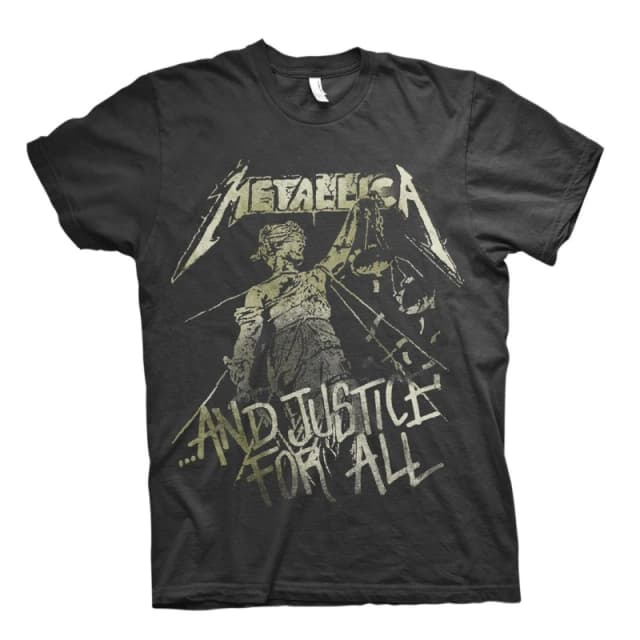 Amplified Amplified Men Justice For All Metallica T-Shirt in Charcoal Size: Small Charcoal S Male 5063470991112