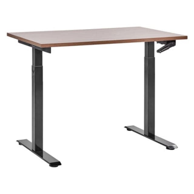 Beliani Manual Adjustable Standing Desk Destines Brown/ Black 120 Cm 72 Cm