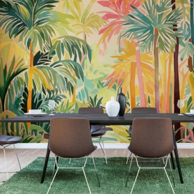 Origin Murals Pretty Palms - Emerald Green Matt Smooth Paste The Wall Mural 350Cm Wide X 280Cm High