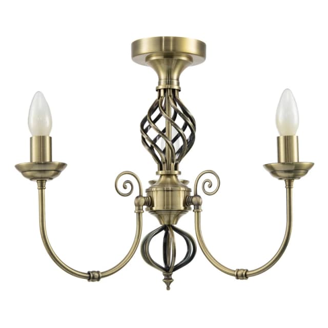 Happy Homewares Traditional Classic Chandelier Semi Flush Ceiling Light with Twisted Knot in Metallic Gold Metallic Gold Unisex