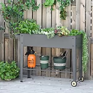 Outsunny Raised Garden Bed with Wheels and Bottom Shelf Outdoor 104 x 39 x 80cm