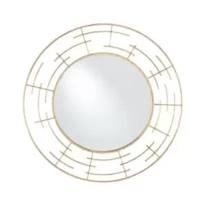 Pacific Gold Metal Frame Round Wall Mirror