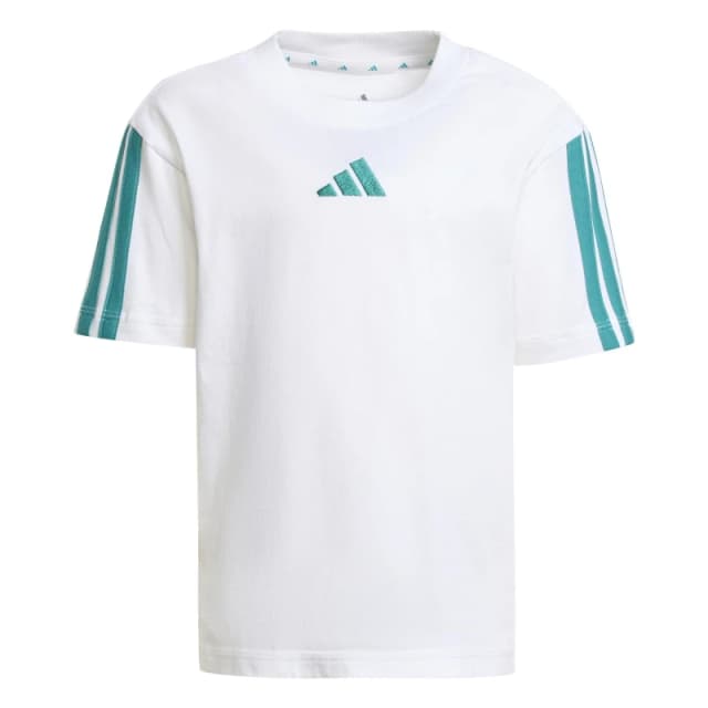 adidas 3S Essentials T Shirt Infants White/Teal unisex 5-6 Years