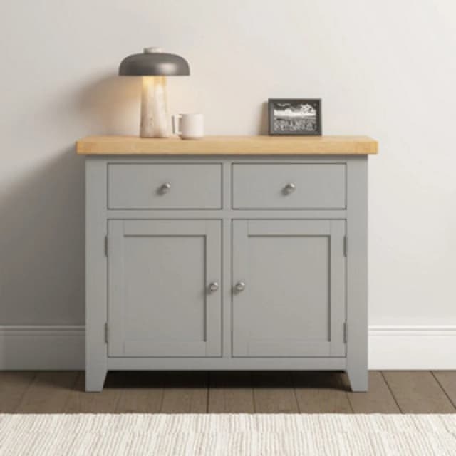 Seconique Windsor 2 Door 2 Drawer Sideboard Grey Oak With Dovetail Joints Fully Assembled
