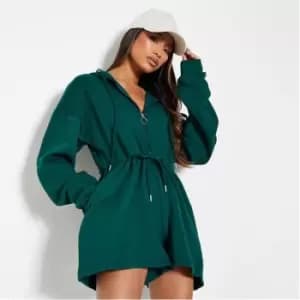 I Saw It First Brushback Hooded Toggle Waist Playsuit - Green