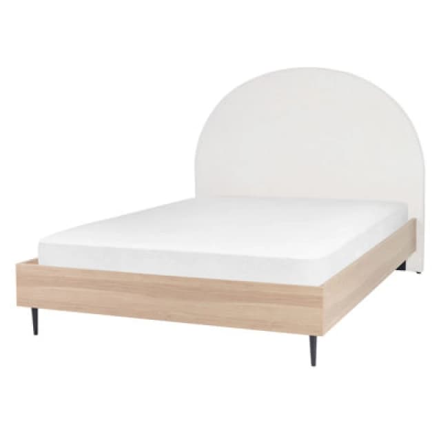 Beliani Bed Fabric Millay 140 X 200 Cm (Eu Double) Off-White