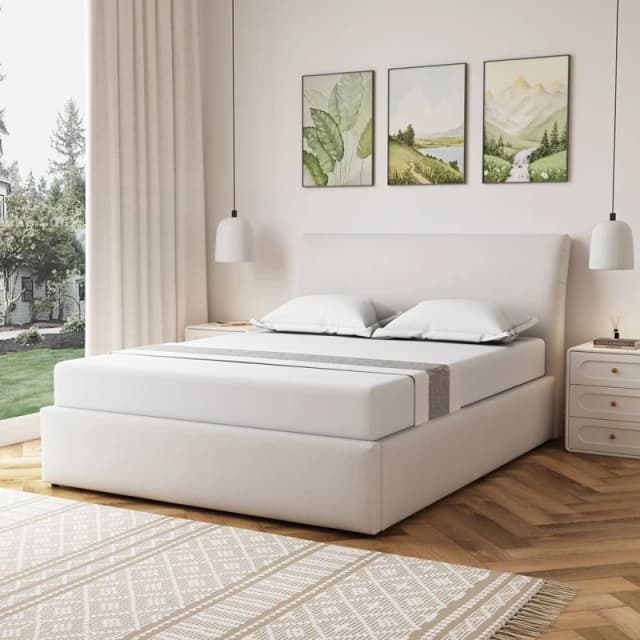 Artemis Home Bethany Fabric 150cm Kingsize Ottoman Bed Frame with Storage in Beige Size: King Beige Unisex King