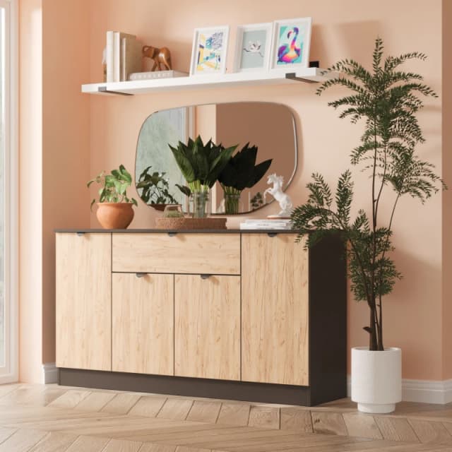 Ready Assembled 2 U Norway 4 Door 1 Drawer Wide Unit (Ready Assembled) in Dark Grey Dark Grey Unisex