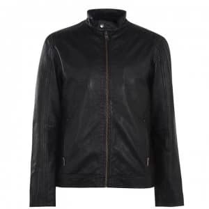 Selected Homme Racer Leather Jacket - Black
