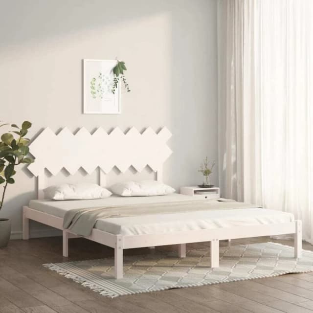 VIDAXL Bed Frame without Mattress White 160x200cm Solid Wood Vidaxl 8720287036296