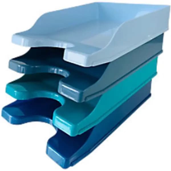 Deflecto Deflecto Cool Breeze A4 Continental Letter Trays Deep Blue and Aqua (Pack 4) - CP130YTCB CP130YTCB