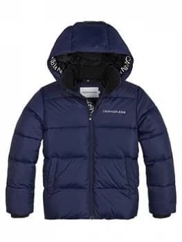 Calvin Klein Jeans Boys Tape Padded Jacket - Navy, Size Age: 14 Years