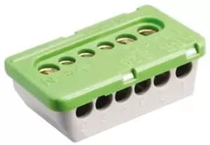 Entrelec 6 Way Non-Fused Terminal Block, 6 mm, 16 mm, 100A, Clip Mount, 6 mm, 16 mm, Screw Terminals, PE