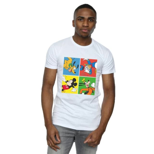 Disney Men Mickey Mouse Friends T-Shirt in White Size: Small White S Male 5057955977876
