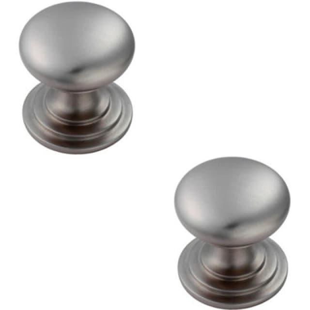 Loops 2x Victorian Round Cupboard Door Knob 25mm Dia Stainless Steel Cabinet Handle Metallics unisex