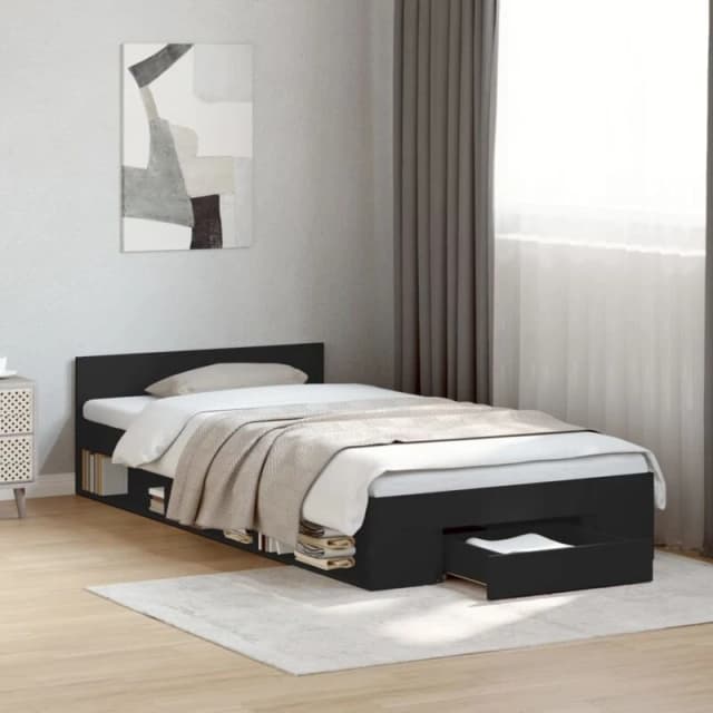 VIDAXL Bed Frame with Drawer without Mattress Black 75x190cm Small Single Vidaxl 3280805