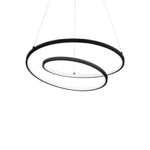 Oz LED Decorative Swirl Integrated Pendant Light Black, 3000K