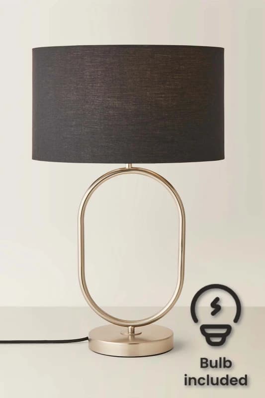 ValueLights ValueLights Antonia Fabric Drum Lamp Shade Brushed Chrome Oval Table Lamp and Bulb in Black One Size Unisex 5059406066757