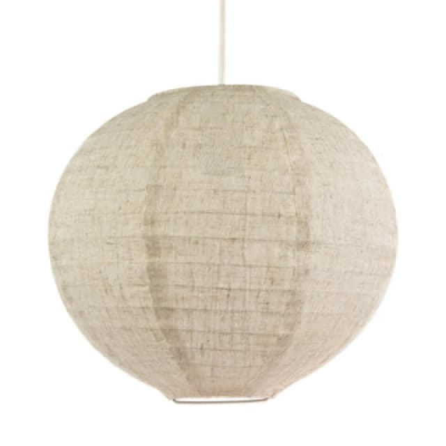 Happy Homewares Modern Natural Linen Fabric Oatmeal Spherical Pendant Lighting Shade